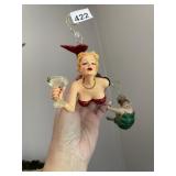 RESIN MERMAID ORNAMENTS (3), GLITTER ACCENTS,