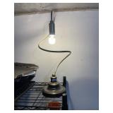 BRASS-TONE METAL TABLE LAMP, SPIRAL DESIGN,