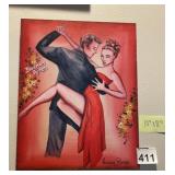 MONICA BRAVO TANGO DANCERS PAINTING, SIGNED, W/