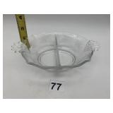 LIDO CRYSTAL DIVIDED SERVING DISH, ETCHED PALM