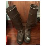 BROWN LEATHER KNEE-HIGH BOOTS, STYLE #310-BR,