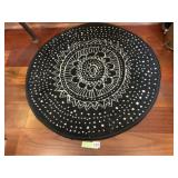 ROUND DECORATIVE RUG, BLACK AND WHITE MANDALA