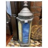MDECORATIVE LANTERN LAMP, HEXAGONAL FORM, STAINED
