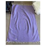LAVENDER FRINGED THROW BLANKET, WOVEN TEXTURE.