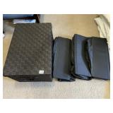 WOVEN STORAGE BIN W/ LID, (3) BLACK FABRIC