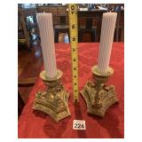 PR VINTAGE BRASS CANDLESTICKS, DOLPHIN MOTIF