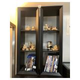 BLACK LAMINATE DUAL-COLUMN DISPLAY SHELVING UNIT.