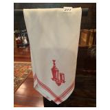 VINTAGE COTTON KITCHEN TOWEL, WHITE W/ RED