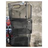 BLACK WIRE MESH STORAGE BINS, STACKABLE, (3).