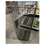 METAL WIRE STORAGE BASKET W/ FOLDING HANDLE.