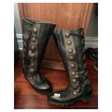 SON OF SANDLAR LEATHER KNEE-HIGH BOOTS, BLACK AND