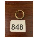 14K YELLOW GOLD BAND, ENGRAVED FLORAL AND
