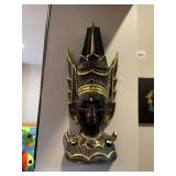 CARVED WOOD GOD FIGURE, GILT ACCENTS, WALL MOUNT,