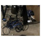ASSORTED ELECTRONIC CABLES, CORDS, ADAPTERS,