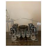 VINTAGE BAR SET, CHROME CADDY, ICE BUCKET,