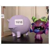 KIDROBOT VINYL ART TOY FIGURES, PURPLE PIGGY BANK
