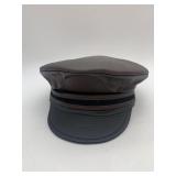 BLONDE SWAN HAT BOUTIQUE LEATHER CAP, BROWN AND