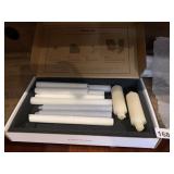 VINTAGE TAPER CANDLES, WHITE AND GREY, ASSORTED