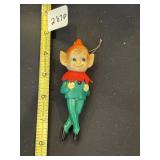 VTG ELF ORNAMENT, PLASTIC FACE, FELT COLLAR,