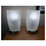 TABLE LAMPS (2), CRACKLE GLASS CYLINDER SHADES,