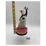 ANIMATED PENGUIN WAITER FIGURE, TRAY W/ DRINKS,