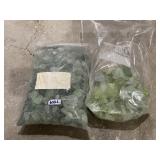 ASSORTED GREEN SEA GLASS FRAGMENTS, VARIOUS