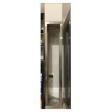MODERN FLOOR LAMP, BRUSHED METAL FRAME,