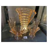 VINTAGE PINK DEPRESSION GLASS PITCHER AND
