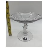 VINTAGE CRYSTAL COMPOTE, ETCHED PALM FROND MOTIF,