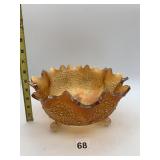 VINTAGE AMBER DEPRESSION GLASS COVERED SERVING