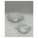 LIDO CRYSTAL BOWL AND FOOTED CREAMER, PALM TREE