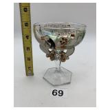 VINTAGE CARNIVAL GLASS SOUVENIR GOBLET, ROCHESTER