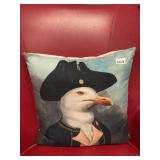 DECORATIVE THROW PILLOW, SEAGULL IN NAVAL UNIFORM