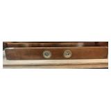 VINTAGE WOODEN CARPENTER LEVEL, BRASS END CAPS,