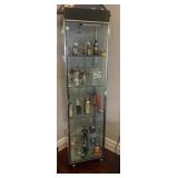 VINTAGE CHROME AND GLASS DISPLAY CABINET, FOUR