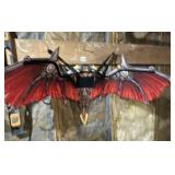 STEAMPUNK STYLE DRAGON WINGS, RED FABRIC W/ GEAR
