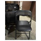 FOLDING CHAIRS (2), BLACK VINYL SEATS, METAL
