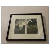 VINTAGE FRAMED ART PRINTS, TWO LANDSCAPE SCENES,