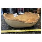 HAND-CARVED LIVE EDGE WOOD BOWL, NATURAL FINISH.