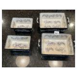 BAUM PORCELAIN BAKING DISHES, BLACK AND WHITE