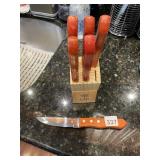TOBIN JAMES CELLARS STEAK KNIFE SET, WOODEN