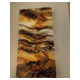 ABSTRACT ACRYLIC POUR PAINTING ON CANVAS, SIGNED.