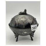 WILCOX SILVER PLATE CO. VTG BUTTER DISH, SPHINX