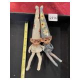 NAPCO VTG ELF FIGURINES (2), FELT CLOTHING, MADE