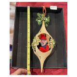 VTG ELF ORNAMENT, FELT CLOTHING, PLASTIC FACE,