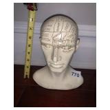 PHRENOLOGY HEAD BUST, CERAMIC CONSTRUCTION,