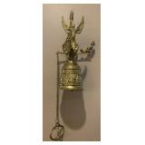 VINTAGE BRASS WALL-MOUNTED BELL, ANGEL FIGURAL