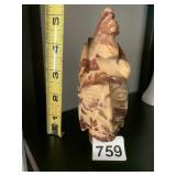 VINTAGE HAND-CARVED STONE AZTEC WARRIOR FIGURINE,