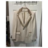 AFTER SIX FORMALS VTG TUXEDO SUIT, CREAM SLUBBED