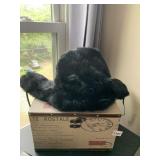 FUR TRAPPER HAT, BLACK FUR, QUILTED INTERIOR